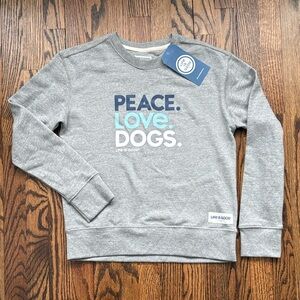 Life Is Good - Peace. Love. Dogs - Heather Gray Dog Sweatshirt